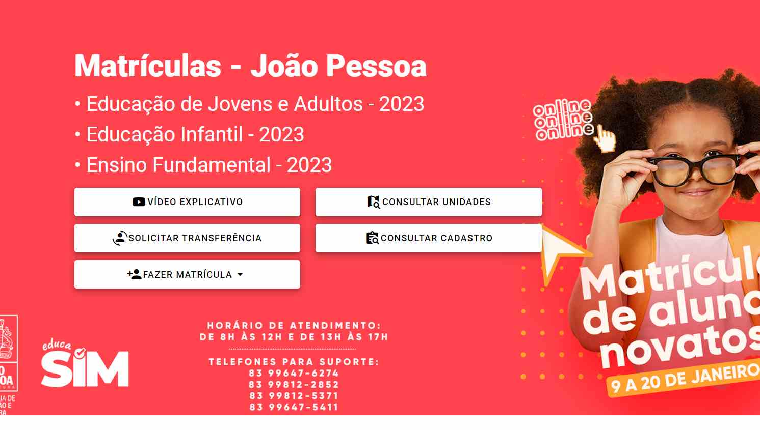 Matrículas 2024 para rede municipal de João Pessoa cronograma novos