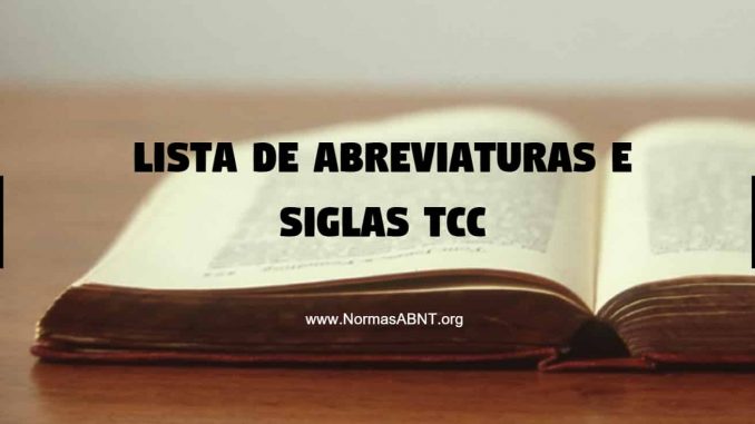 Lista De Abreviaturas E Siglas TCC: Como Fazer E ABNT - Normas ABNT