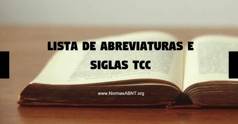 Lista De Abreviaturas E Siglas Tcc Como Fazer E Abnt 5755