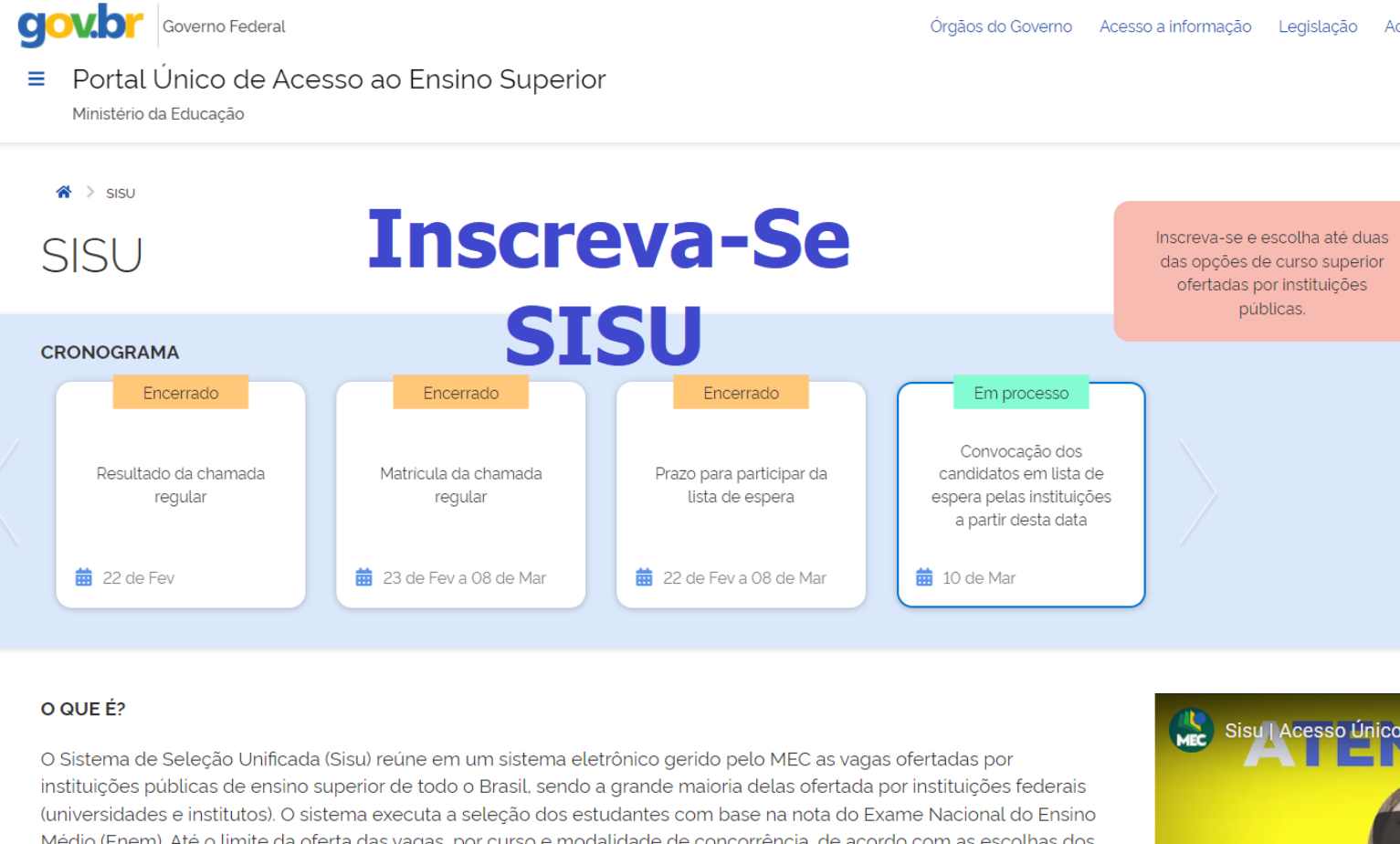 Inscrições SISU 2025 novas regras, cronograma, inscrevase