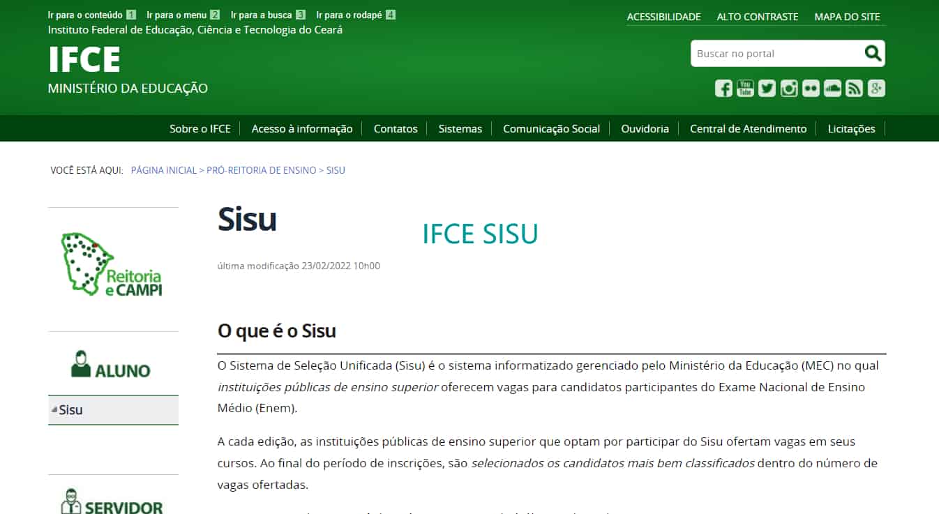 Sisu Notas De Corte Ifce Campus Cursos Vagas E Notas Mínimas