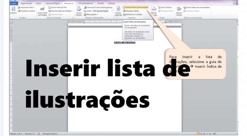 Inserir lista de ilustrações no WORD para trabalho acadêmico – passo a passo