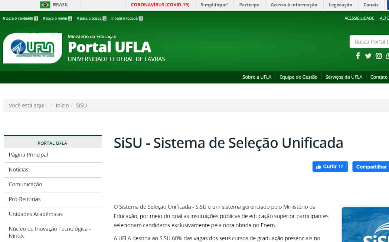 UFLA divulga pesos por área no Enem