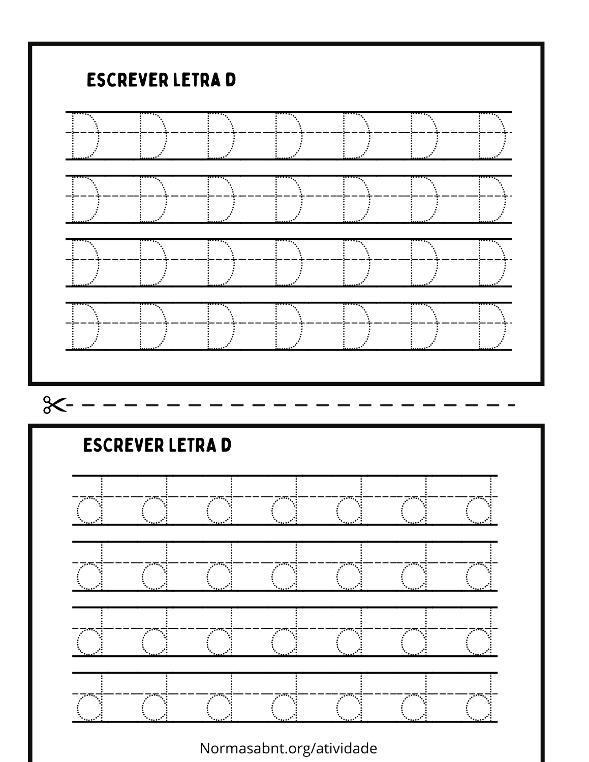 traçar e escrever letra D e d