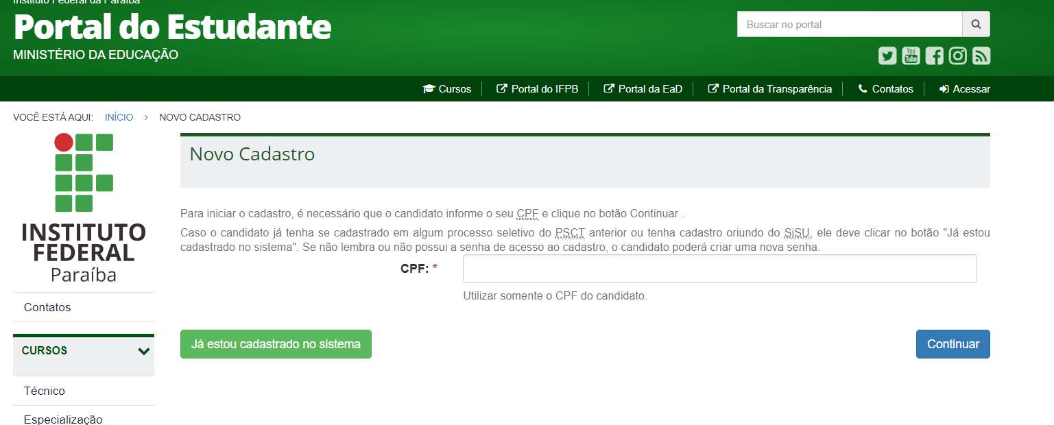 inscreva-se nas vagas dos cursos técnicos IFPB 2024