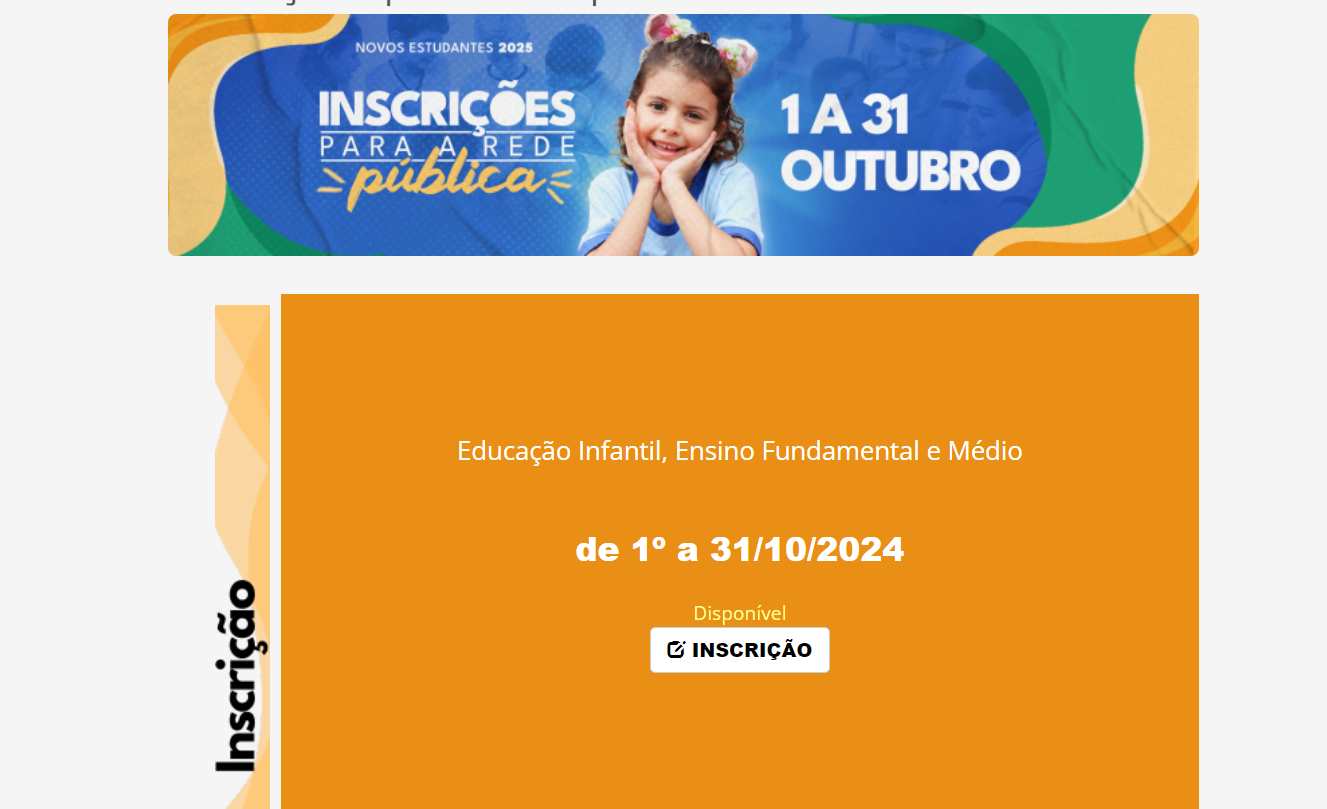 Inscrições para rede pública 2025 do DF – novos alunos e calendário