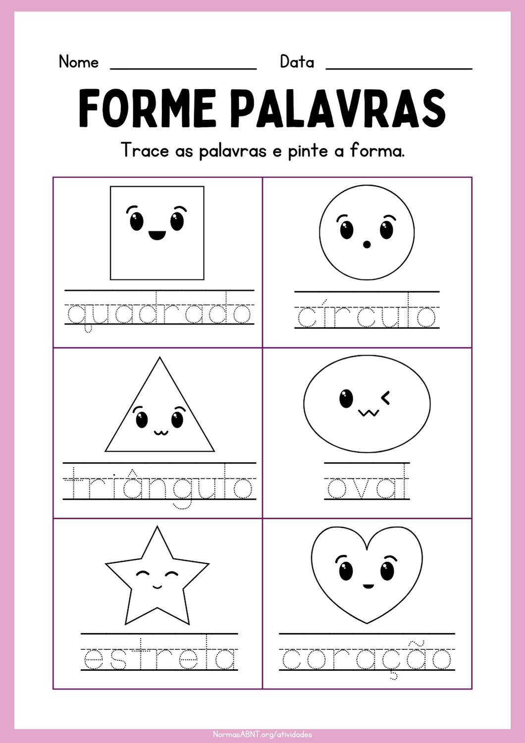 Atividades de 2D Formas para 1º ano do EF