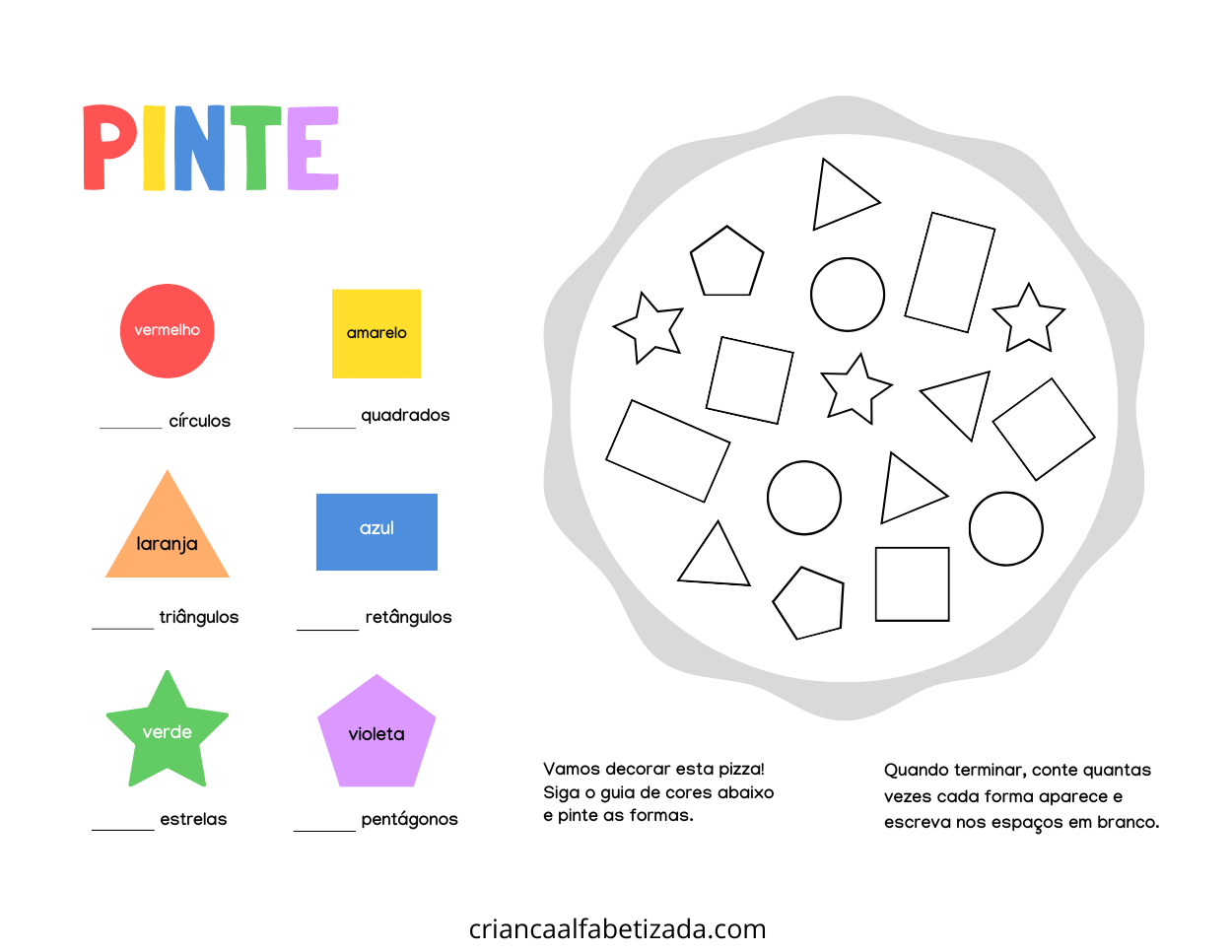 pintar as formas geométricas com cores diferentes