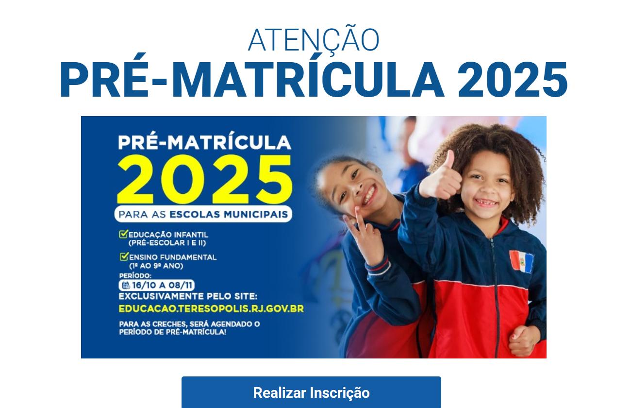 Pré-matrícula para rede municipal de Teresópolis