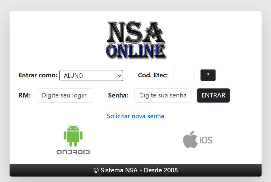 site NSA ETEC para acessar