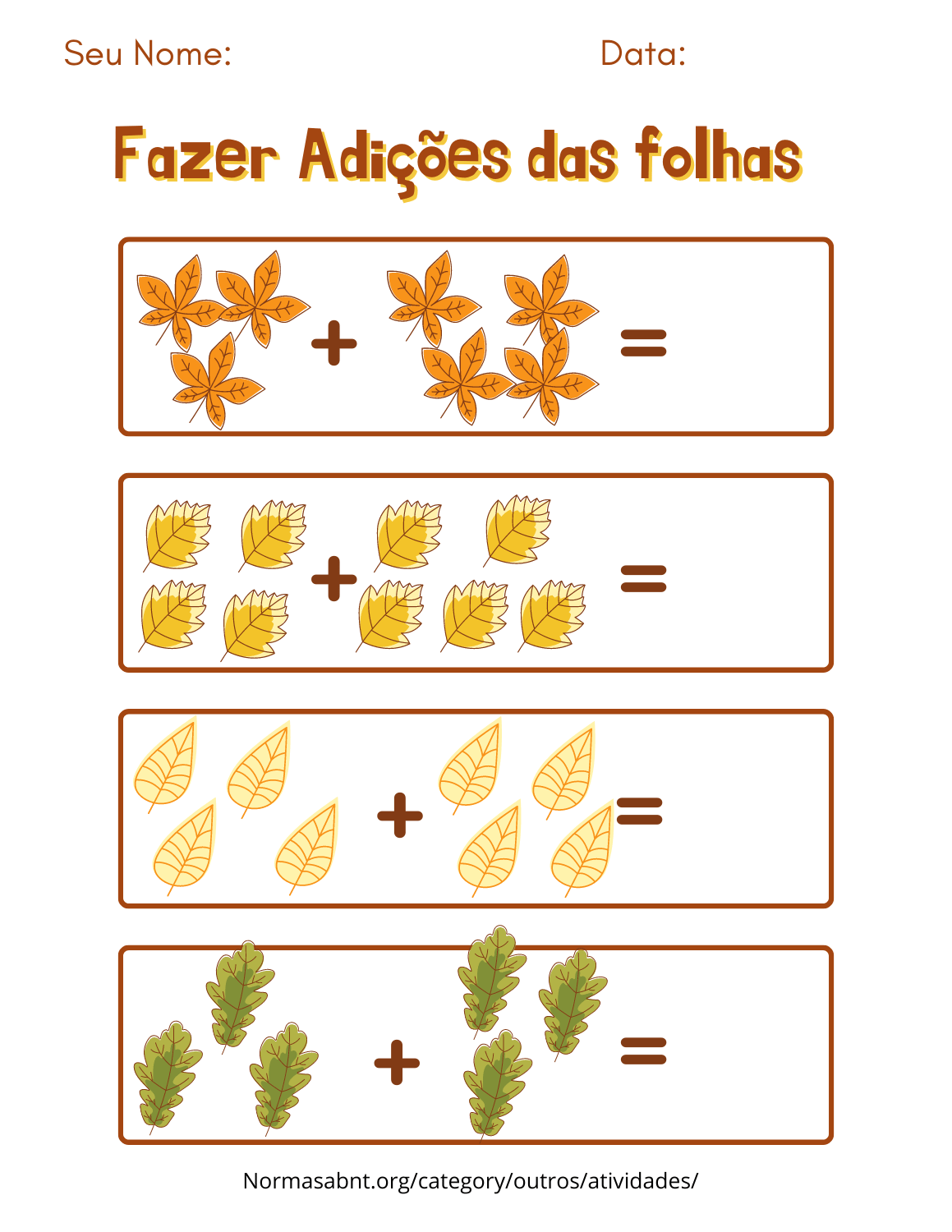 Atividades divertidas de Adição para crianças: Aprendendo com Folhas
