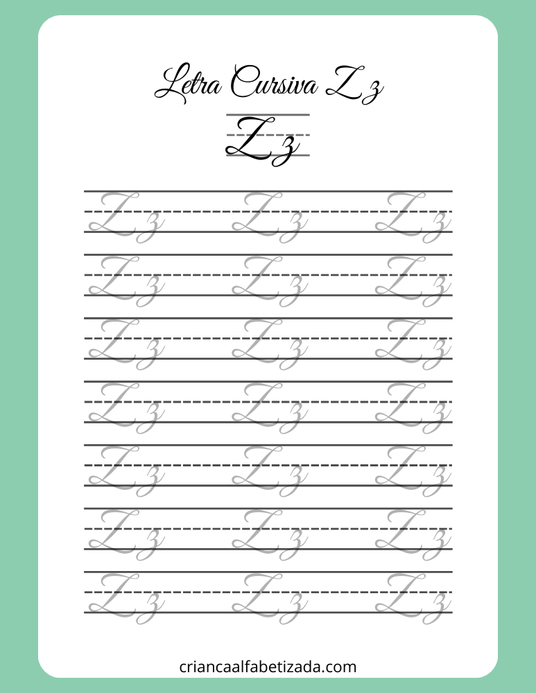 caligrafia com letra cursiva Z