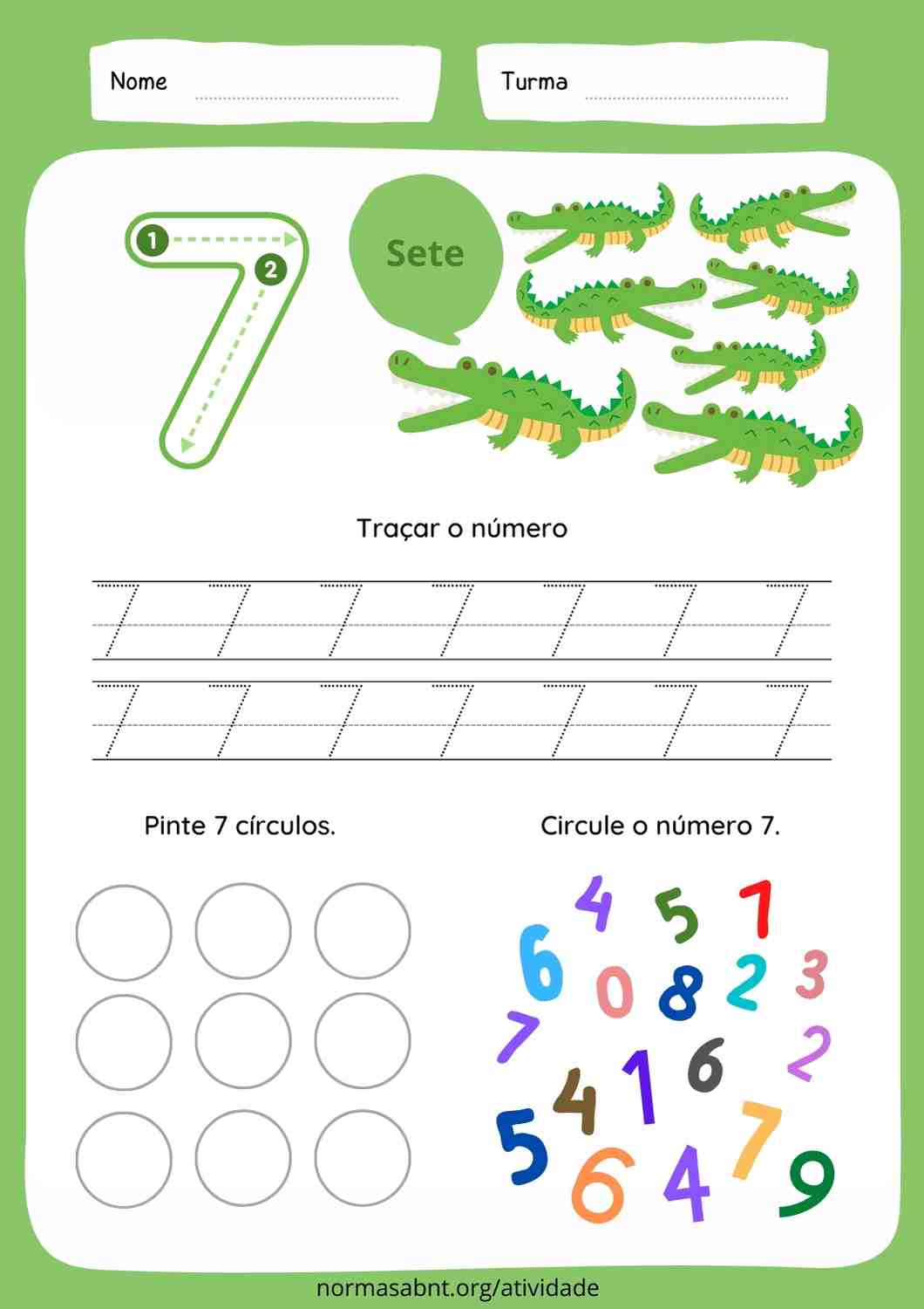 Atividades de alfabetização: Aprender números 1 – 9, contar, traçar