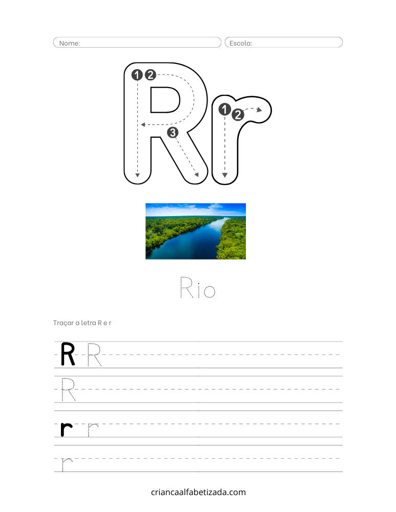 folha de atividade com letra R,r