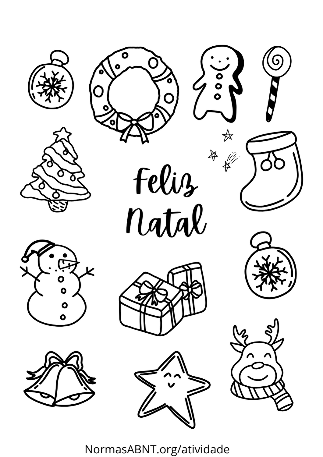 14 folhas de desenhos de natal para colorir