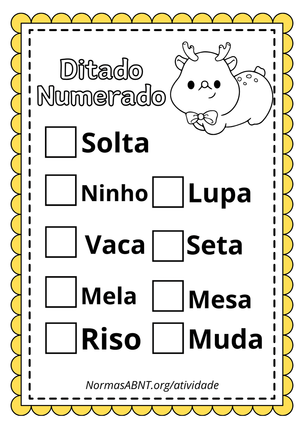 ditado numerado sílabas simples - folha 5