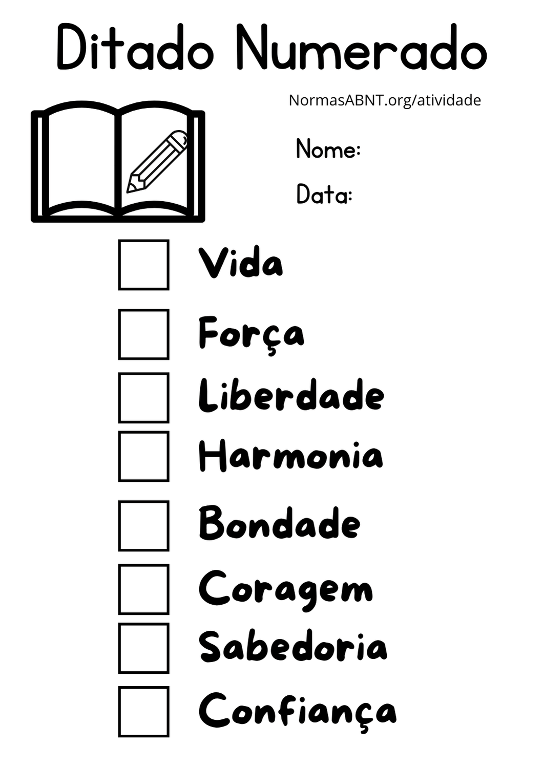 folha de atividade ditado numerado - 2