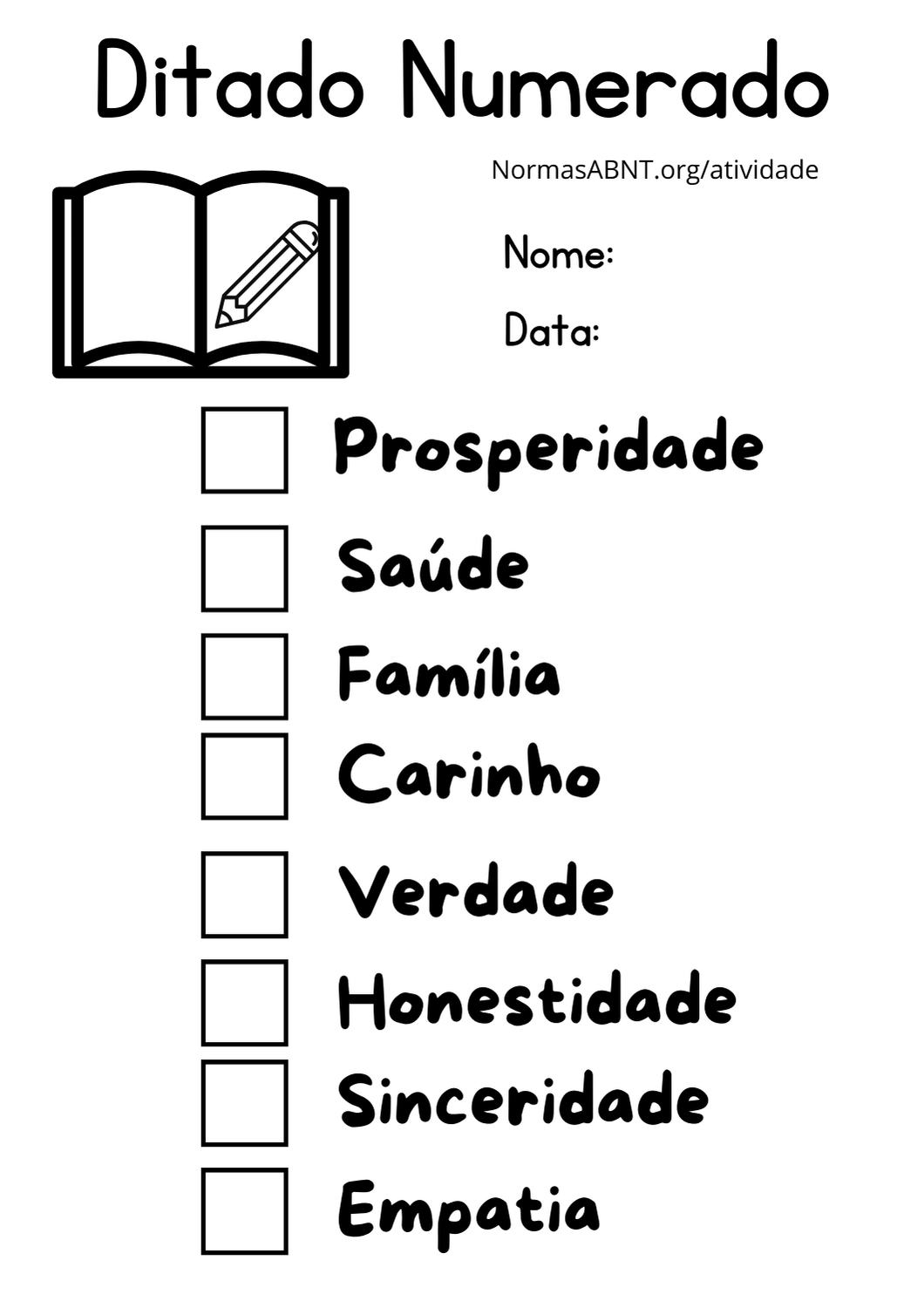 folha de atividade ditado numerado - 3