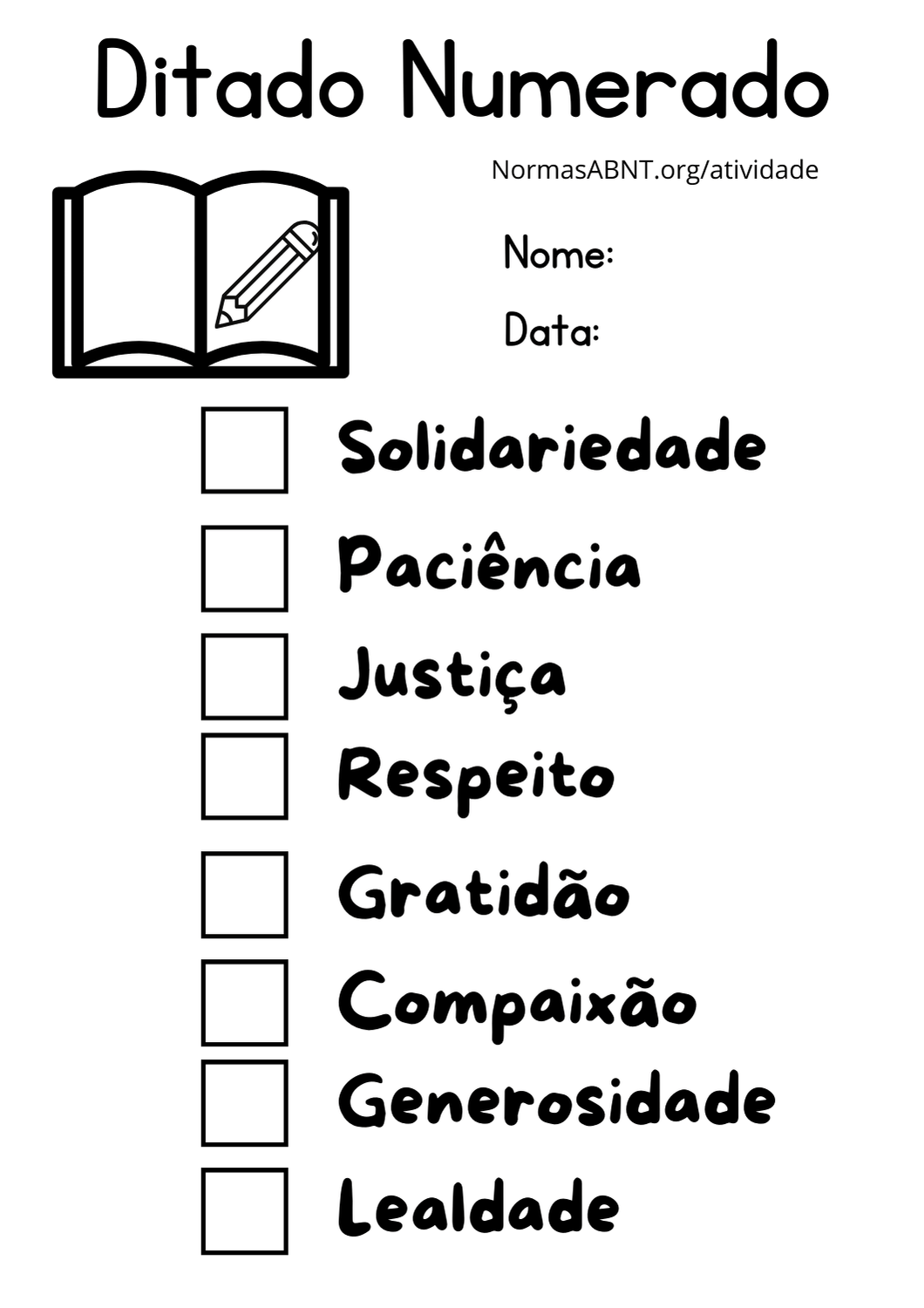 folha de atividade ditado numerado - 4