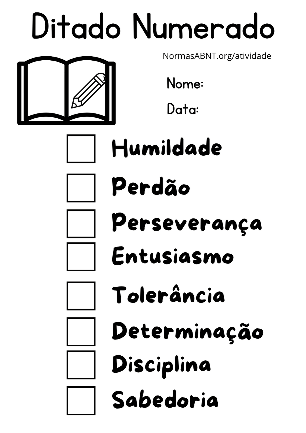 folha de atividade ditado numerado - 5