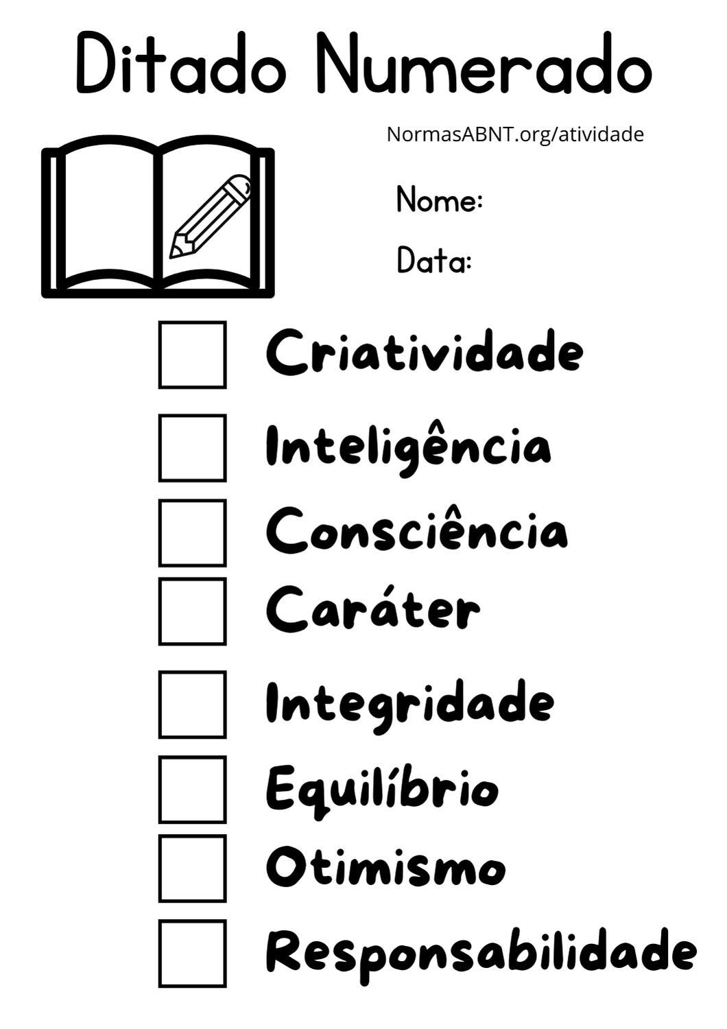 folha de atividade ditado numerado - 6