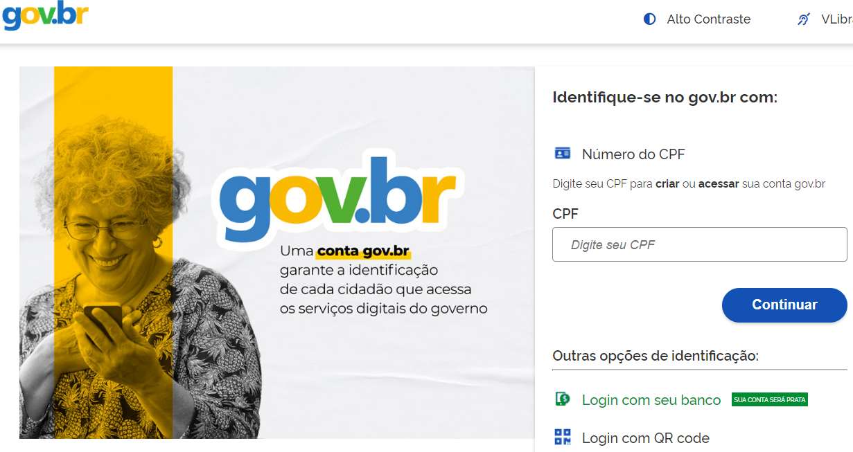 antes da inscrição, entre na sua conta com Gov.br