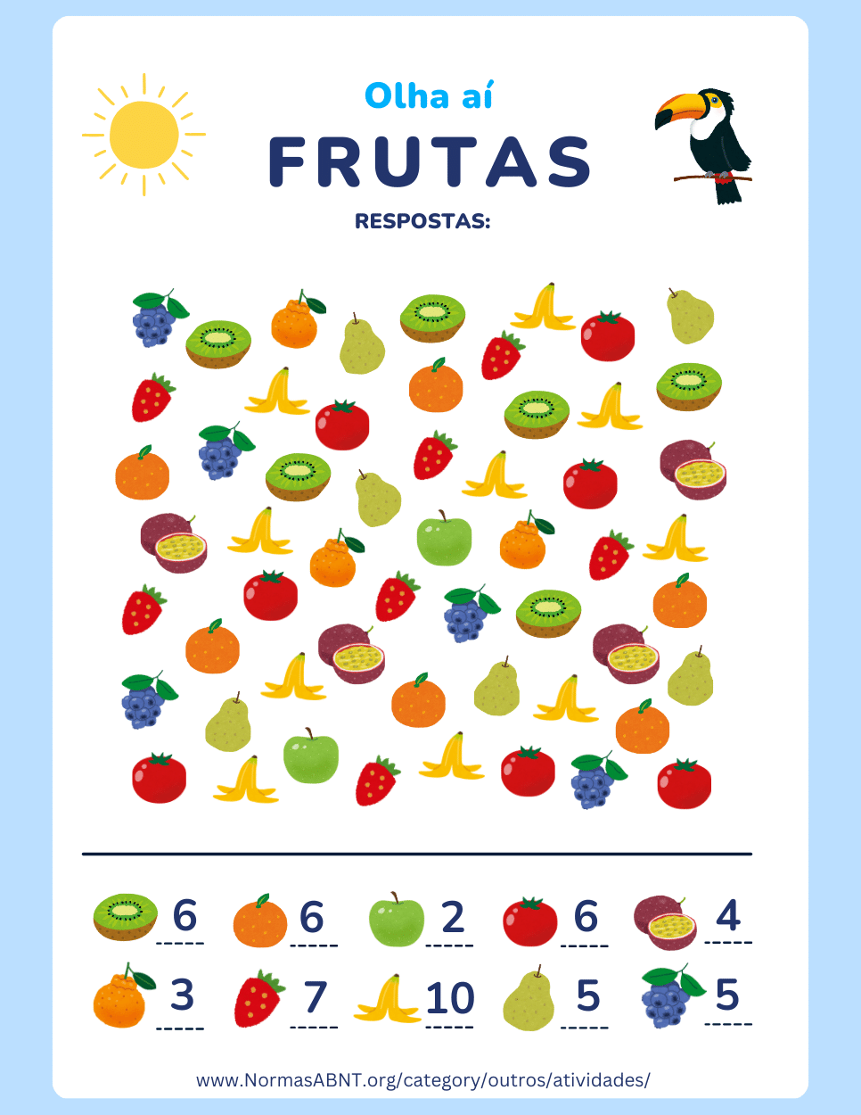 respostas para atividade de contagem de frutas