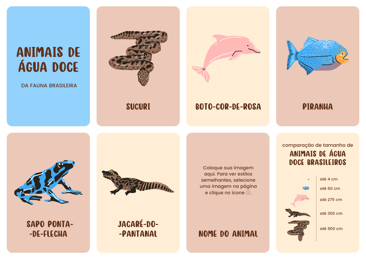 6: Flashcards dos animais de água doce