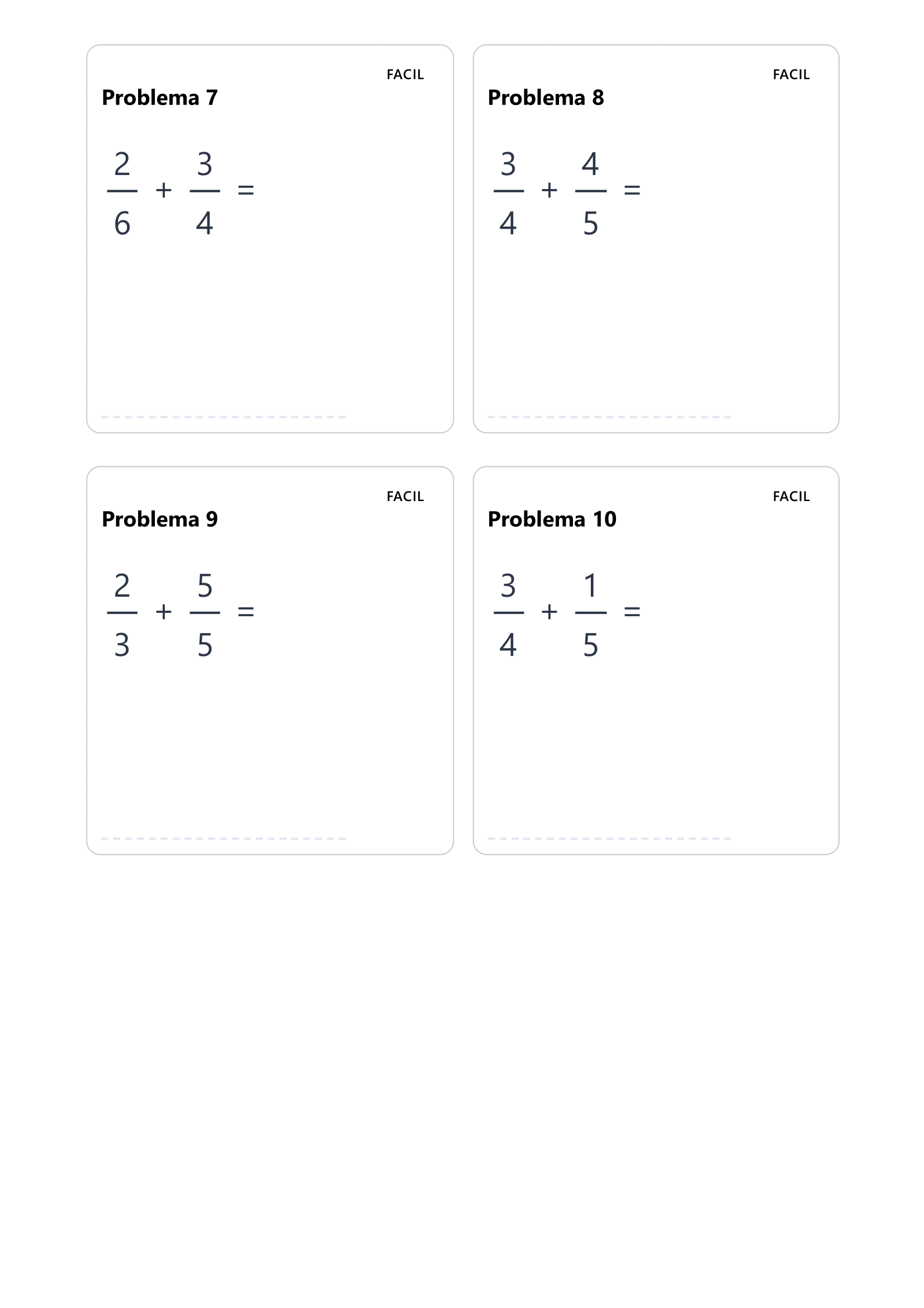 Adição de fração - fácil -página 3