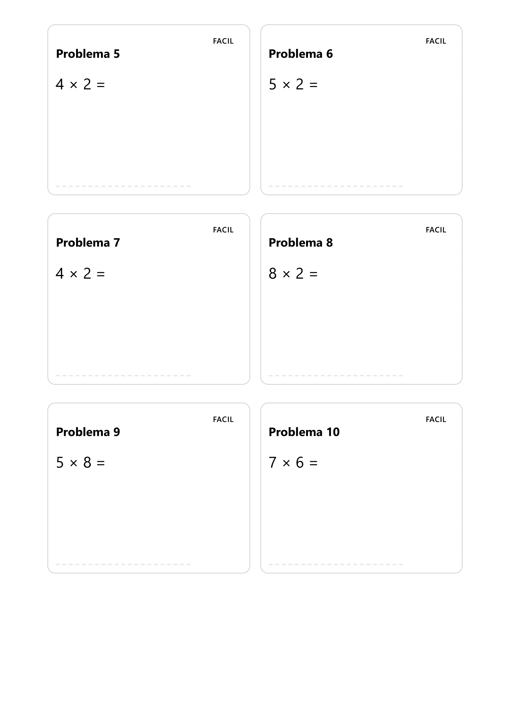 folha de exercícios de multiplicação página 2