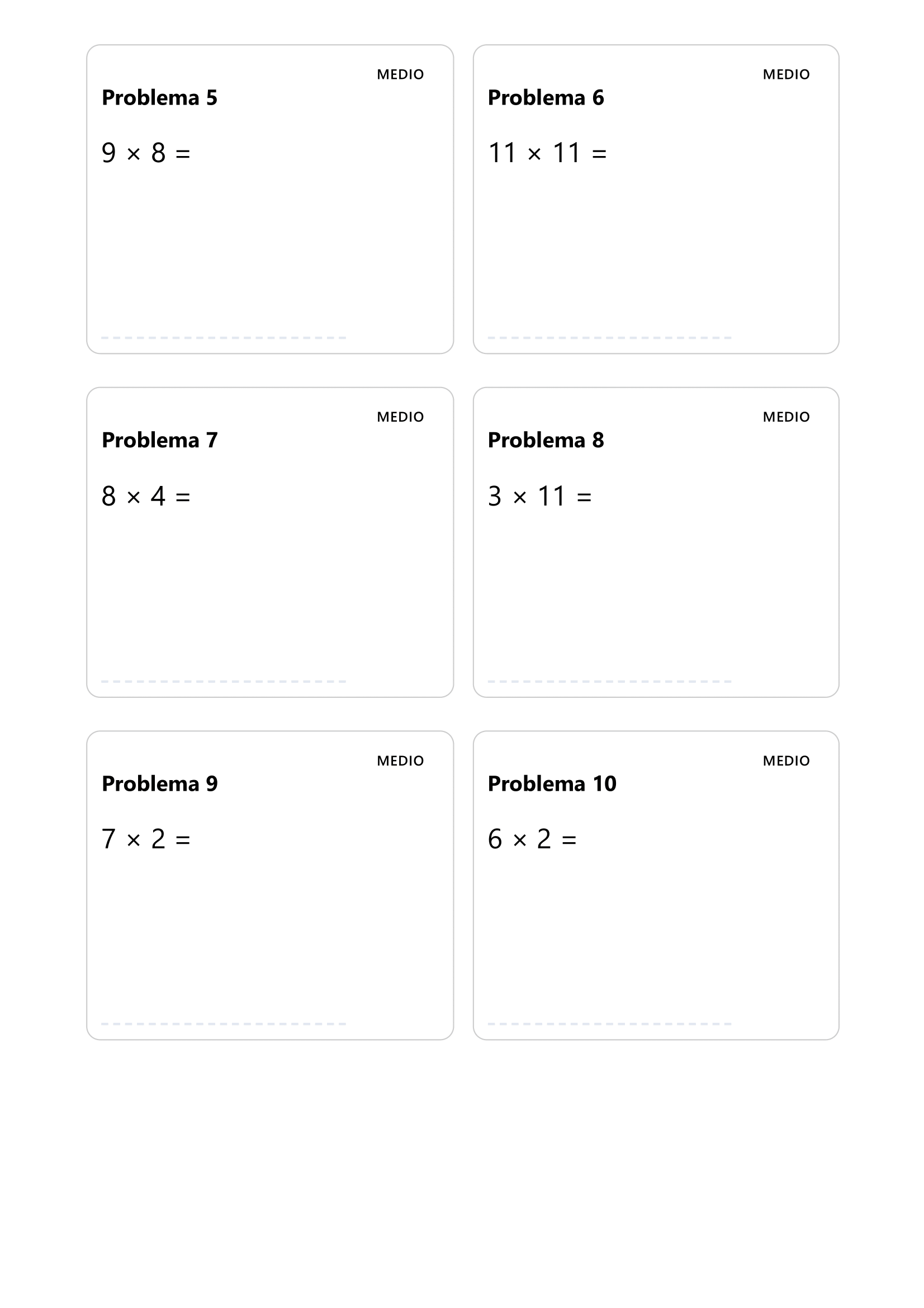 folha de exercícios de multiplicação página 6