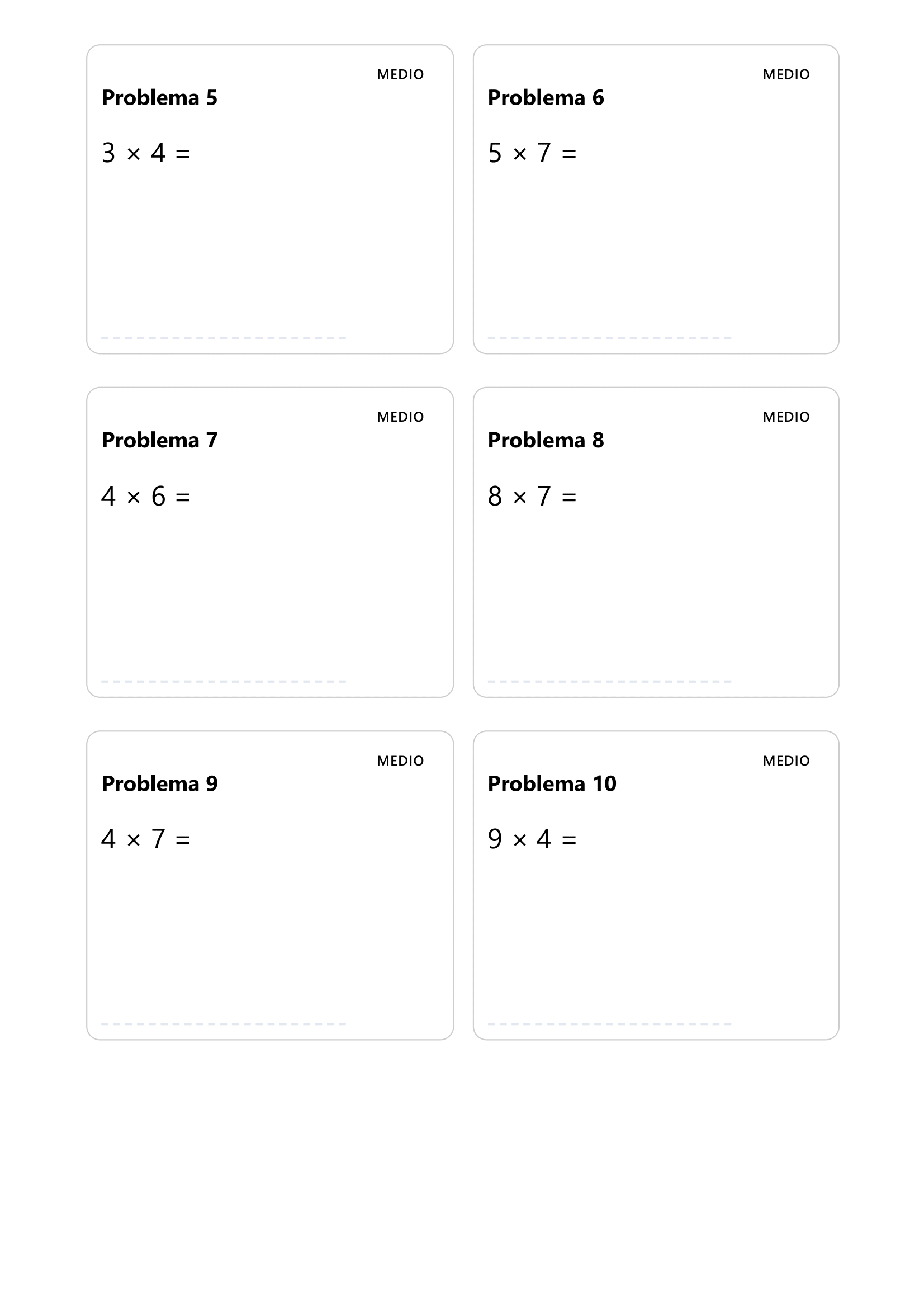 folha de exercícios de multiplicação página 8