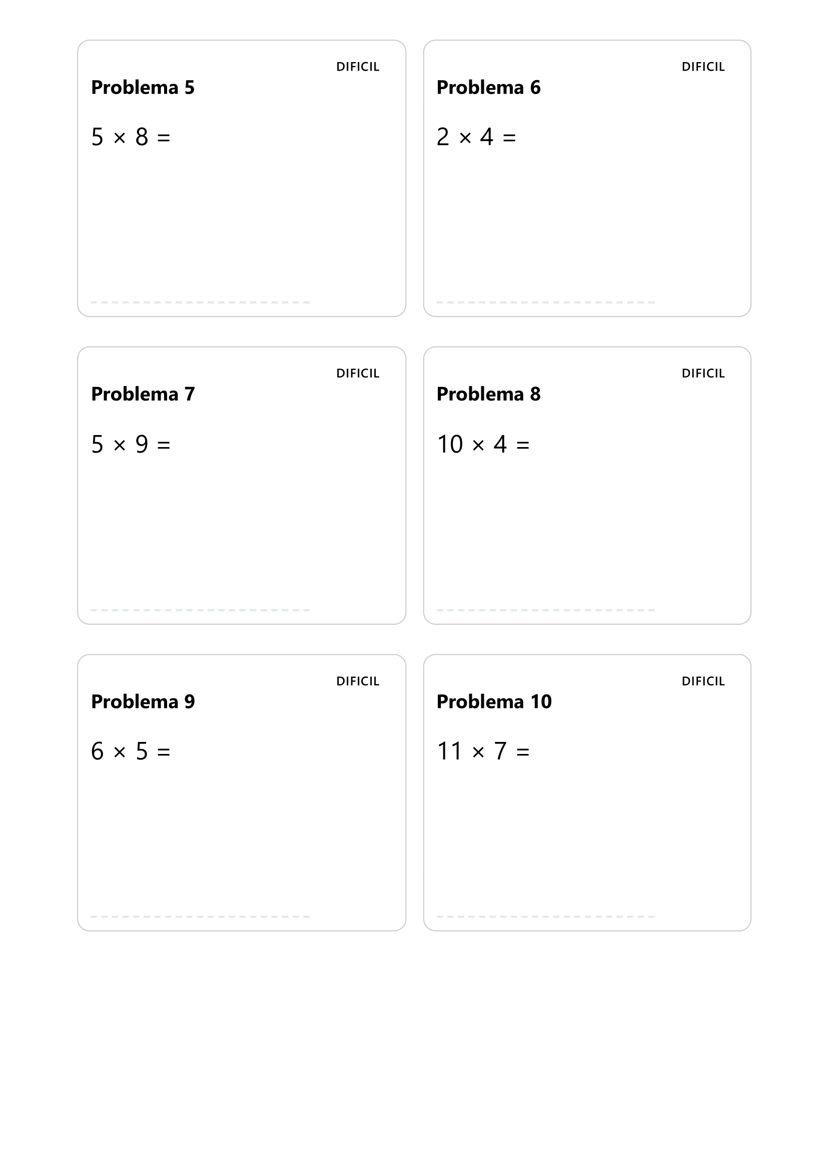 folha de exercícios de multiplicação página 12