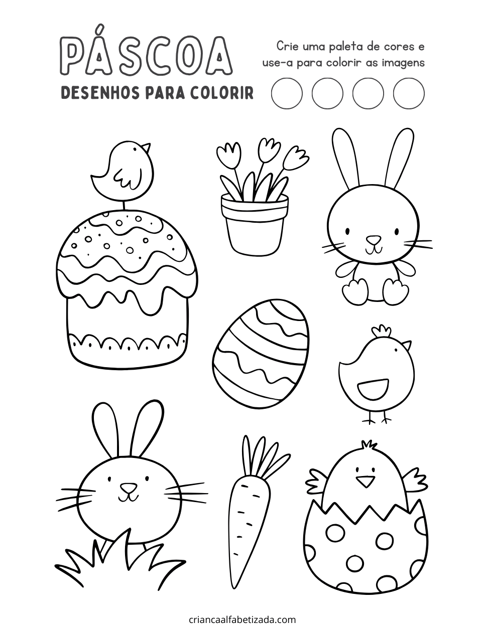 Atividades de desenhos para Páscoa, desenhar ovos