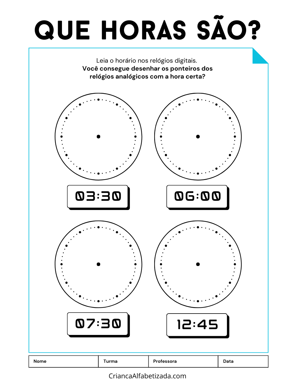 atividade que horas são