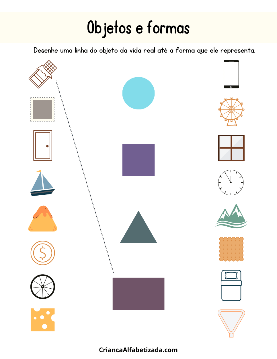 conectar as formas geométricas com objetos no mundo real